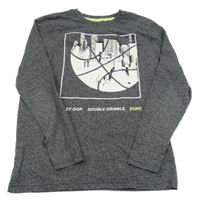 Tmavošedé melírované triko s potiskem Yigga 