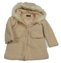 Broskvovo-bílý zateplený kabát s kapucí Chicaprie