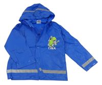 Kobaltově modrá pláštěnka s dinosaurem a kapucí 