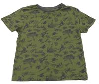 Khaki-tmavomodré tričko s potiskem Peacocks 