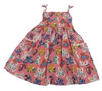 Růžové plátěné šaty s motýlky Hullabaloo