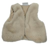 Béžová chlupatá podšitá kožešinová vesta Topolino