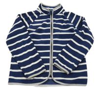 Tmavomodro-bílá pruhovaná fleecová propínací mikina s rolákem Tchibo