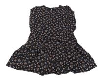 Tmavomodré květované lehké šaty Yigga