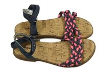 Tmavomodro-růžové textliní/koženkové sandály Graceland vel. 32