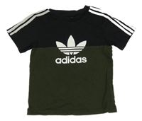 Khaki-černé tričko s logem Adidas