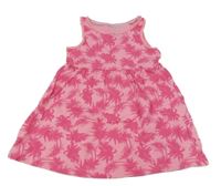 Růžovo-tmavorůžové bavlněné šaty s palmami Lupilu 