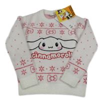 Nové - Bílý chlupatý svetr se zajíčkem Sanrio