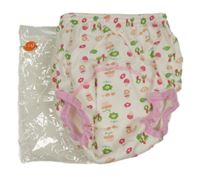 Nové - Bílo-růžové plenkové učící kalhotky s kytičkami 