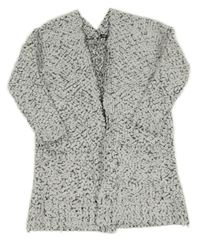 Bílo-černý huňatý svetrový cardigan Hailys