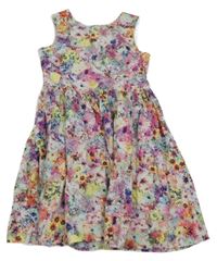Barevné květované plátěné šaty H&M