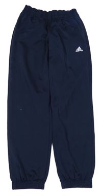 Tmavomodré funkční sportovní kalhoty s logem Adidas