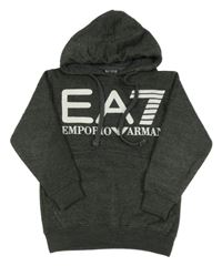 Tmavošedá melírovaná mikina s kapucí a logem Emporio Armani