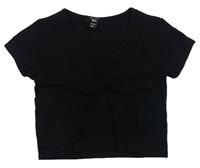 Černé žebrované crop tričko New Look