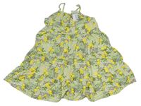 Hořčicovo-bílé vzorované letní šaty s citrony zn. PRIMARK