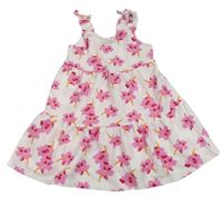 Bílo-růžové květované vzorované letní šaty zn. Matalan