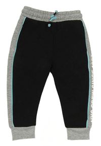 Černo-šedé tech fleece tepláky s nápisem a pruhy F&F