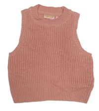 Růžová žebrovaná pletená vesta SOMEONE