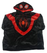 Černo-červená plyšová dlouhá oversize mikina s pavoukem a kapucí - Spider-man zn. PRIMARK