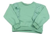 Olivová crop mikina s volánky s madeirou Matalan
