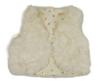 Smetanové kožešinové podšité bolérko s mašlí H&M