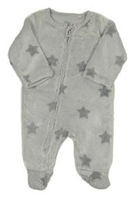 Světlešedo-bílá plyšová kombinéza s hvězdičkami F&F