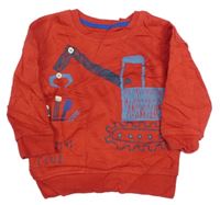 Červená mikina s buldozerem a kapsou George