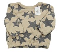 Nové - béžová mikina s hvězdičkami PRIMARK