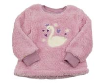 Růžová huňatá mikina s labutí alive