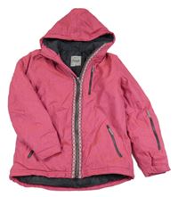 Tmavorůžová melírovaná šusťáková zimní bunda s kapucí YIGGA