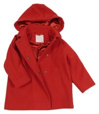 Červený flaušový podšitý kabát s kapucí Next