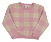 Růžovo-smetanovo-světlehnědý kostkovaný svetr PRIMARK