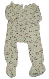 Smetanová vzorovaná vyteplená kombinéza s jablíčky a volánky ORCHESTRA