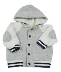 Šedo-bílá propínací mikina s pruhy a kapucí Topomini