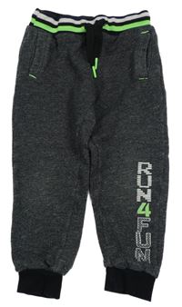 Antracitovo-černé tepláky s nápisem a pruhy LH