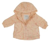 Meruňková šusťáková jarní bunda s květy a kapucí PRIMARK