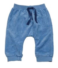 Modré žebrované sametové turecké tepláky Ergee