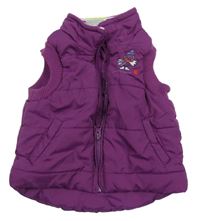 Purpurová prošívaná šusťáková zateplená vesta s ptáčkem Topolino