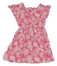 Růžové šaty s bílými lístečky PRIMARK