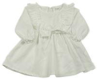 Bílé vzorované šaty s mašlí a volánky SHEIN