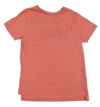 Červené melírované tričko s 3D nápisem PRIMARK