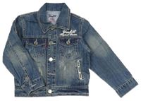 Modrá riflová bunda s logem a prošoupáním a límečkem Yonk46