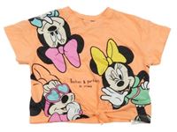 Neonově oranžové melírované tričko s Minnie a uzlem LC WaIKIKI