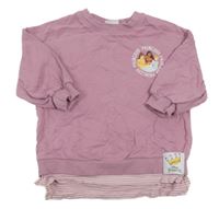 Starofialová oversize mikina s Disney princeznami a všitým trikem Next