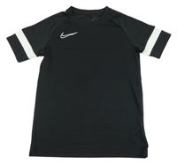 Černo-bílé funkční sportovní tričko s logem Nike