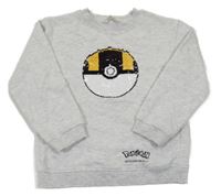 Světlešedá melírovaná mikina se znakem pokémonů z překlápěcích flitrů H&M