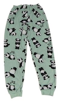 Mentolové sametové pyžamové kalhoty s pandami PRIMARK