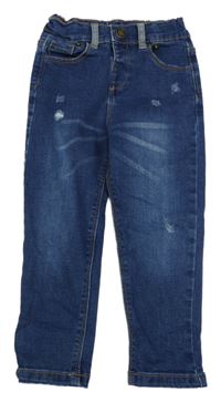 Modré skinny teplákové rifle s prošoupáním PRIMARK