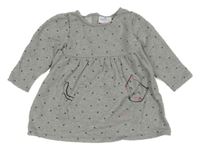 Šedé melírované puntíkaté teplákové šaty s kočičkou Topomini
