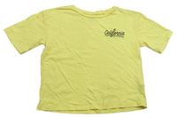 Žluté crop tričko s nápisy C&A
